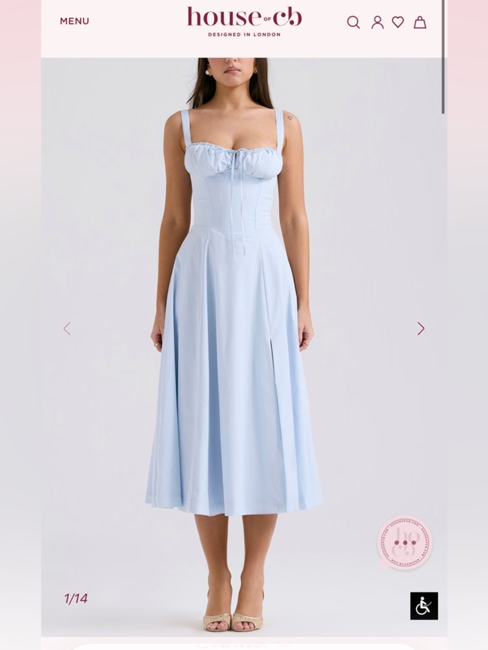 House of CB CARMEN Soft Blue Cotton Bustier Sundress